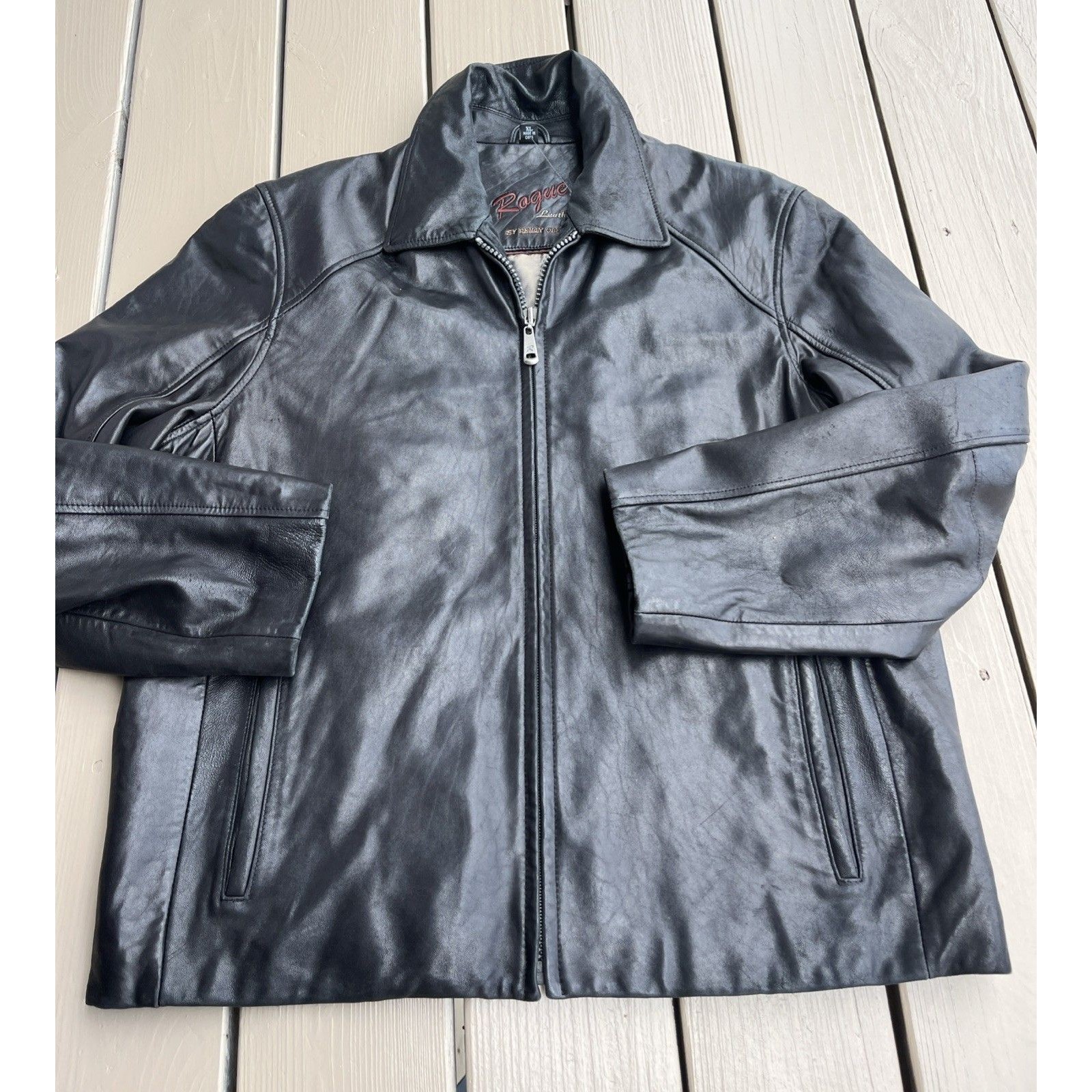 Rogue By Reilly Olmes Mens Leather Jacket Biker Outdoors Full Zipper Size Xl